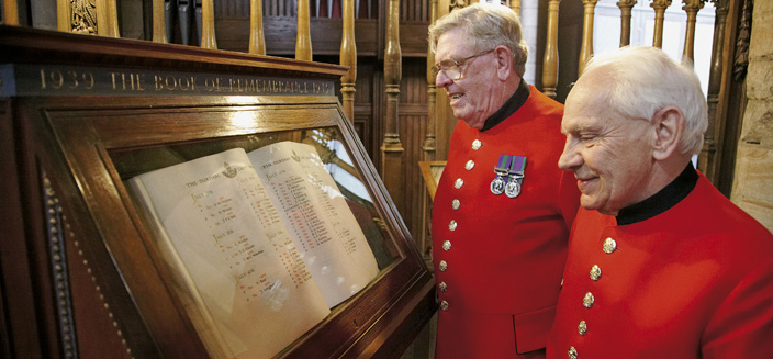 The DLI books of remembrance are on display inside the chapel.